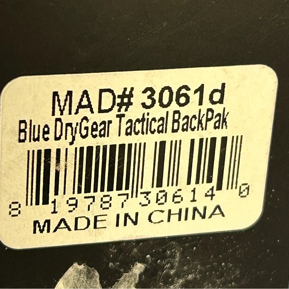 NWT Mad Men Drygear Tactical‎ Backpack Waterproof PVC Blue Black Outdoors
